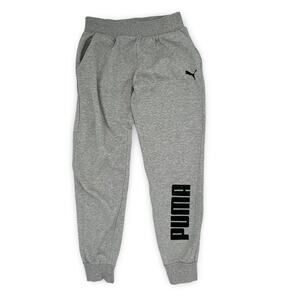 PUMA Kids Joggers | Unisex Medium | Heather Gray | Glitter Logo | EUC